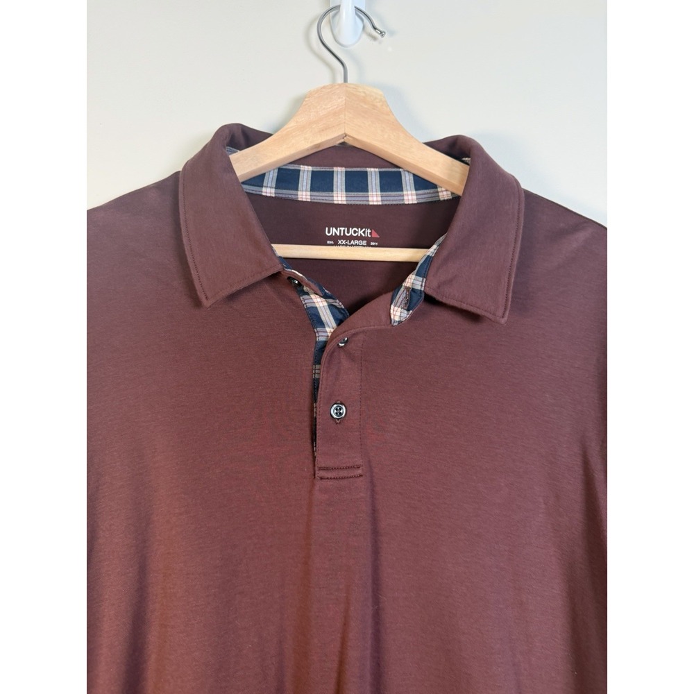 UNTUCKit Mens Long Sleeve Performance Polo Shirt‎ XXL Stretch Fit Fall Burgundy
